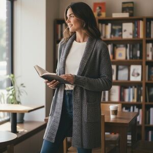 JAMES PERSE Wool Cashmere Gray Long Cardigan Coat